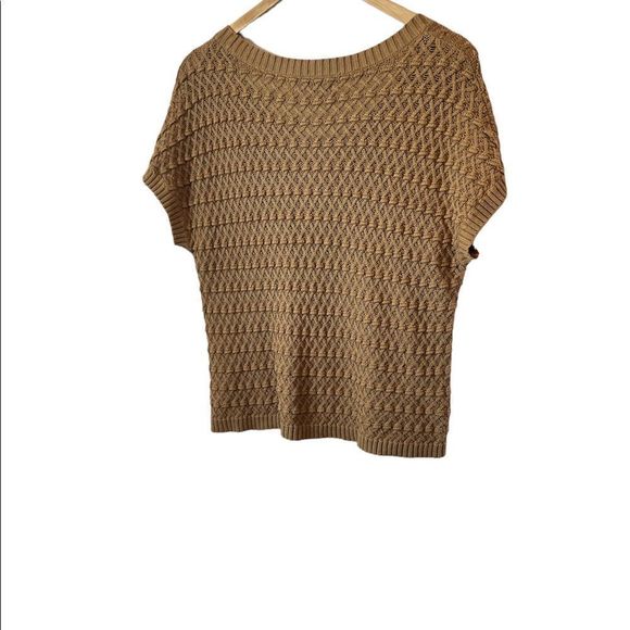 OLD NAVY Tan Loose Knit Short Sleeve Scoop Neck Short Fit Pullover Sweater M - Picture 6 of 8